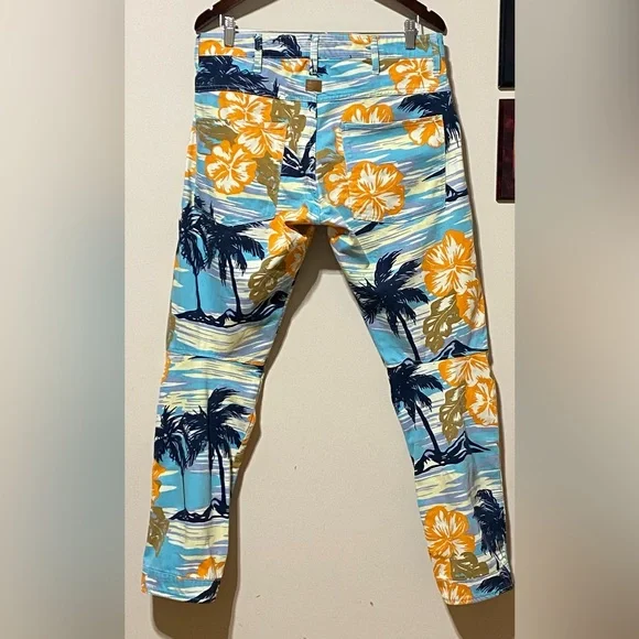 G-Star 5622 3D + Pharrell Williams Beach Hawaiian Floral Palm Tree Jeans Size 32 - Picture 13 of 16
